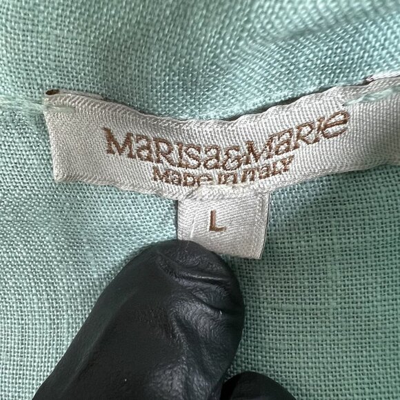 Marisa & Marie Womens L Linen Green Shift Midi Dress Italy Made Minimalist Boho - Picture 14 of 16